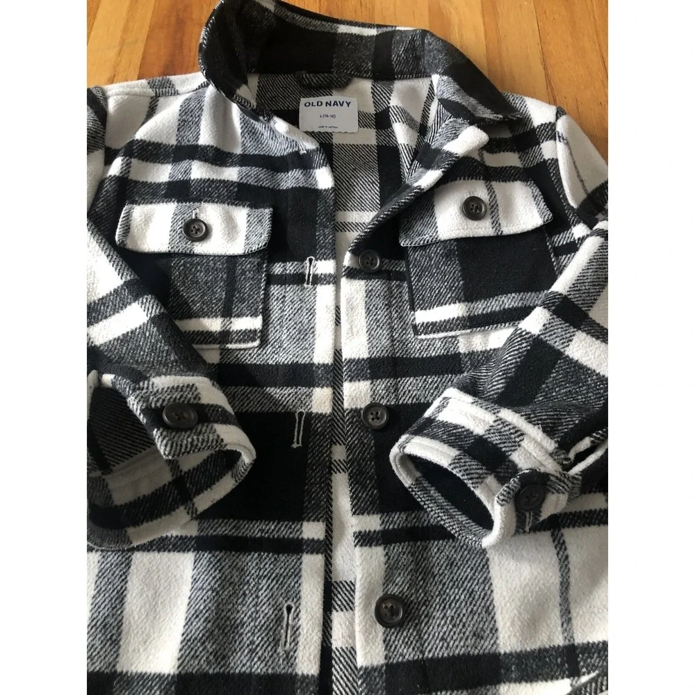 Old Navy Kids Plaid Shacket‎ Woven Shirt Size L 10-12